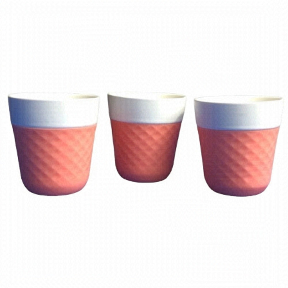 Cookut Peach Orange White Porcelain and Silicone Espresso Cups 3.5” X 3”